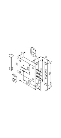 Замок врезной сувальдный 115.21.003, 3 кл.