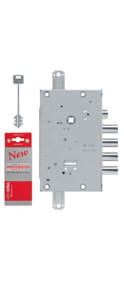 Замок врезной сувальдный с защёлкой NEW CAMBIO FACILE 57.665.48 (тех. упаковка), ключ 44 мм