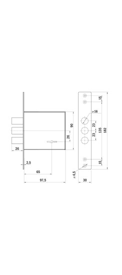 Замок врезной сувальдный MDV30S-817 CP (V30/S) CP хром длиный ключ