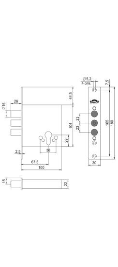 Корпус врезного замка Лазурит 1.01.07 /14370/