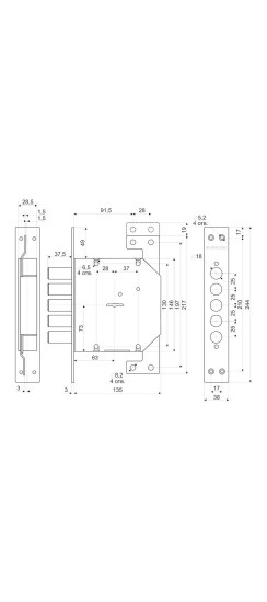 Замок врезной сувальдный ЗВ 20.01 , 4 кл. (длин. кл. 54 мм) /128:4430/