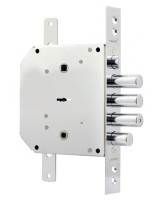 Замок врезной сувальдный с задвижкой и защёлкой ЗВ9-6 ЛКТЗ с тягами (лев.), 5 кл. /77405/