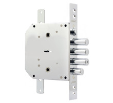 Замок врезной сувальдный с задвижкой и защёлкой ЗВ9-6 ЛКТЗ с тягами (лев.), 5 кл. /77405/