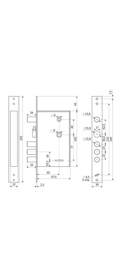 Замок врезной сувальдный с задвижкой и защёлкой ЗВ 30.12, 4 кл.(длинный кл. 59 мм) /123:138/