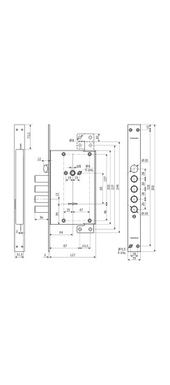 Замок врезной сувальдный с защёлкой ЗВ 71.14 Т с тягами, 5 кл. /128:4136/