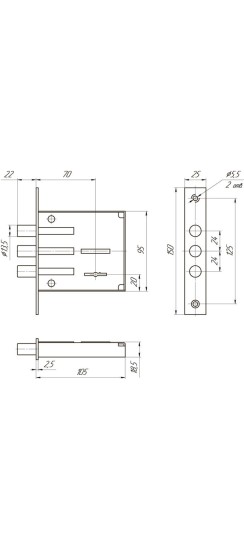 Замок врезной сувальдный ЗВ8 802.0.0, 5 кл.