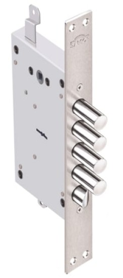 Замок врезной сувальдный с защёлкой Рубин 1.08.31 с тягами, 5 кл. /22636/