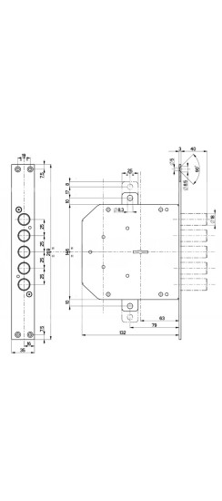 Замок врезной сувальдный 50.798-D (правый), ключ 40 мм, без накл.