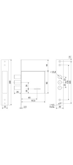 Замок врезной сувальдный ЗВ 30.01, 4 кл. (длинный кл. 59 мм) /123:104:10/