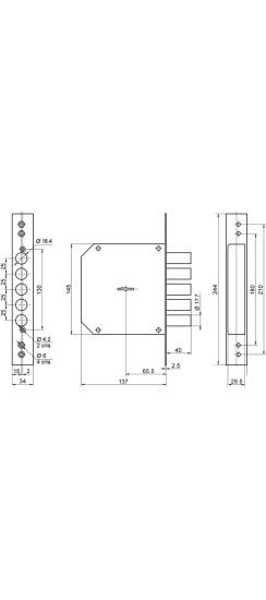 Замок врезной сувальдный ЗВ8-6 ЛК5/15 (лев.), 5 кл. /272224/