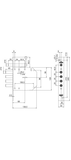 Замок врезной сувальдный с задвижкой Базальт 1.05.02, 5 кл. /00396/