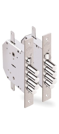 Замок врезной сувальдный с задвижкой и защёлкой Гранит 1.06.42 (левый) с тягами, 5 кл. /24376/