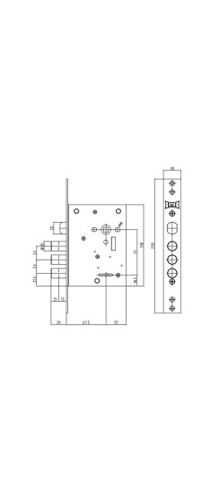 Замок врезной сувальдный с защёлкой 442/L , 4 кл. (кл. 60 мм)