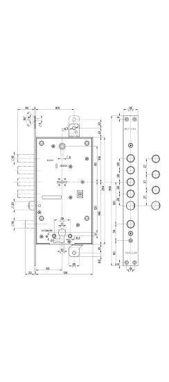 Замок врезной двухсистемный 54.797-S (левый) (без накладок), ключ 60 мм
