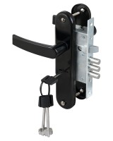 Замок врезной сувальдный с защёлкой в комплекте с ручкой ЗВ9-8/13 (черный муар), 3 кл. /76704/