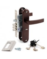 Замок врезной сувальдный с защёлкой в комплекте с ручкой ЗВ9-6/13 РФ78-002/90 (медь), 3 кл. /77315/