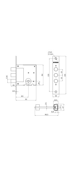 Замок врезной сувальдный MDV812/S-60.00.3R14 4key