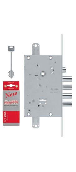 Замок врезной сувальдный с защёлкой NEW CAMBIO FACILE 57.685.48 (тех. упаковка), ключ 44 мм