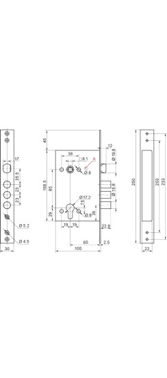 Корпус врезного замка с защёлкой ЗВ4-3Г /79048/