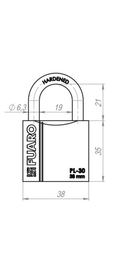 Замок навесной PL-PROTEC-3038 3key (PL-3038) англ. /блистер