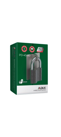 Замок навесной PD-4080 (PD-40-80) 3 fin key /коробка