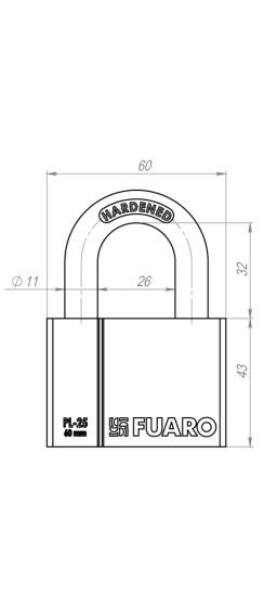 Замок навесной PL-PROTEC-2560 4 fin key (PL-2560) фин. /блистер