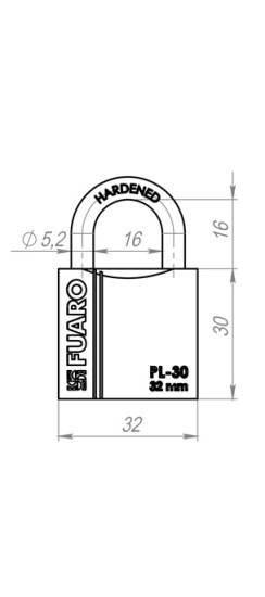 Замок навесной PL-PROTEC-3032 3key (PL-3032) англ. /блистер