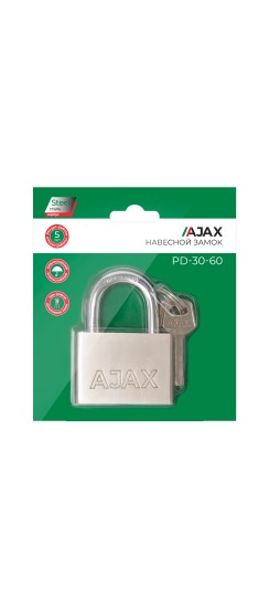 Замок навесной PD-3060 (PD-30-60) 3 fin key /блистер