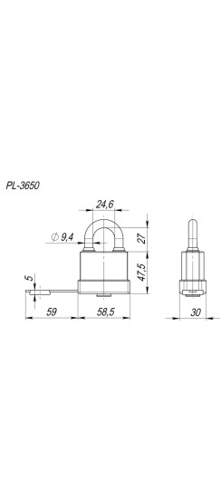 Замок навесной PL-WEATHER-3650 3key (PL-3650) англ. /блистер