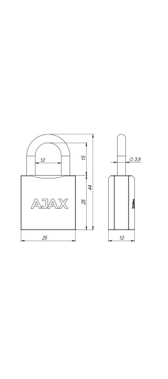 Замок навесной PD-0125 (PD-01-25) 2 key англ.