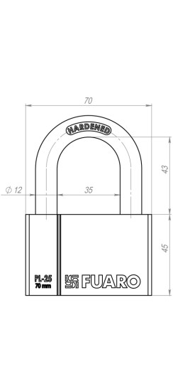Замок навесной PL-PROTEC-2570 4 fin key (PL-2570) фин. /блистер