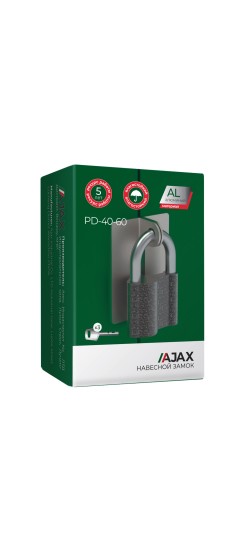 Замок навесной PD-4060 (PD-40-60) 3 fin key /коробка