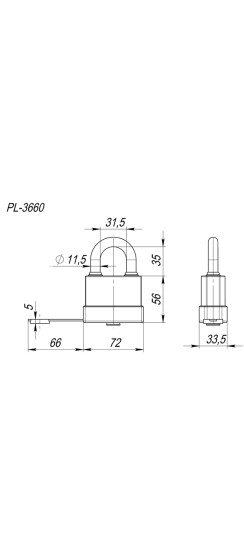 Замок навесной PL-WEATHER-3660 3key (PL-3660), англ. /блистер