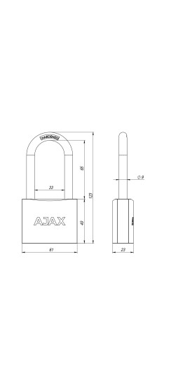 Замок навесной PD-0163-L (PD-01-63-L) 3 key англ.