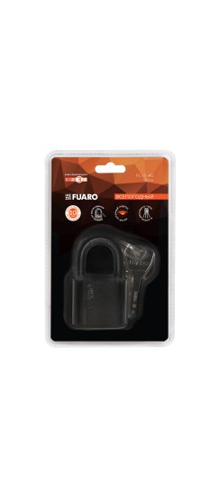 Замок навесной PL-WEATHER-1540 Black 4 fin key ( PL-15-40) диск. /блистер