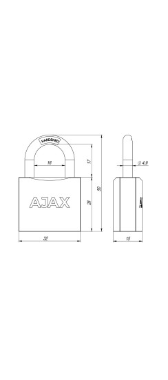 Замок навесной PD-0132 (PD-01-32) 3 key англ.