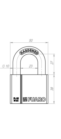 Замок навесной PL-PROTEC-2550 4 fin key (PL-2550) фин. /блистер