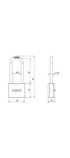 Замок навесной PD-0138-L (PD-01-38-L) 3 key англ.