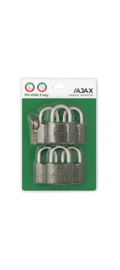 Набор замков навесных PD-0150 (6 locks+5 keys) blister