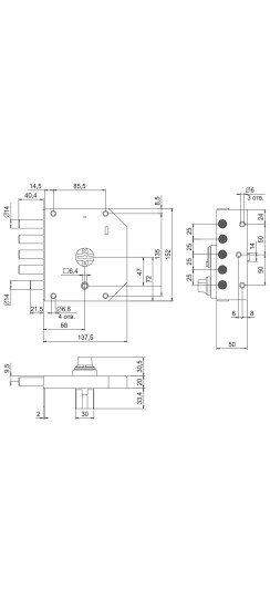 Замок накладной сувальдный с задвижкой Базальт 1.05.61.МА (медный антик), 5 кл. /13919/