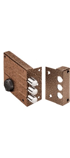 Замок накладной сувальдный Кремень 1.04.62.КМА (медный антик), 5 кл.