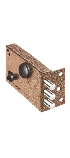 Замок накладной Лазурит 1.02.61.МА никель, сув., 2 риг., задвижка-затвор, медный антик /39328/