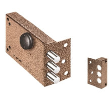 Замок накладной Лазурит 1.02.51.КМА никель, сув., 3 риг., зап. коробка, медный антик /40062/