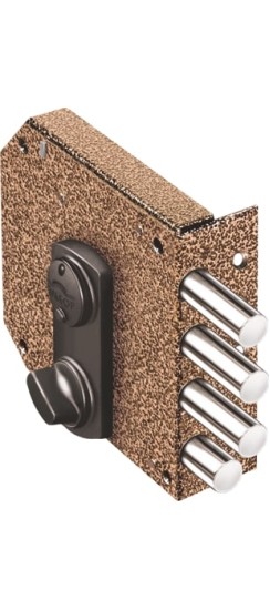 Замок накладной сувальдный с задвижкой Базальт 1.05.59.МА (медный антик), 5 кл. /32780/