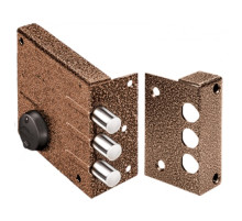 Замок накладной Кремень 1.04.52.МА никель, сув., 3 риг., медный антик