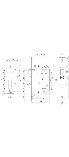 Защелка врезная 251 WC (44 mm) (латунь), прав.