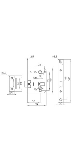 Защелка врезная PLASTLP72-50 (LP72-50) BL черный