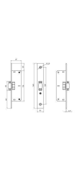 Защелка врезная METLR-155B ролик СP хром