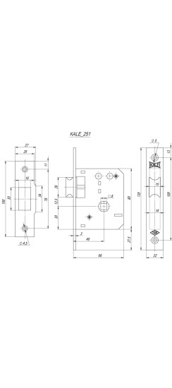Защелка врезная 251/R (40 mm) (латунь)