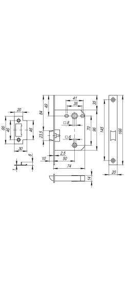 Защелка врезная PLASTP72-50 (P72-50) SN мат.никель